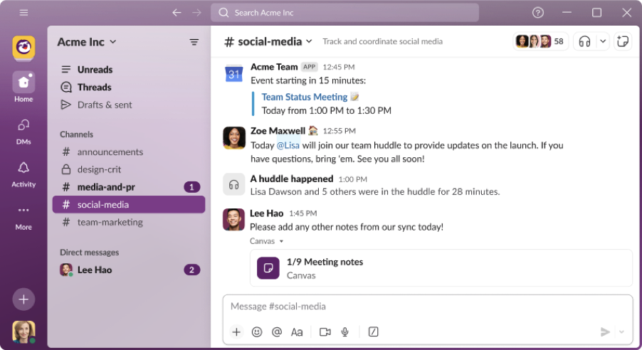 Корпоративный мессенджер Slack: общий вид