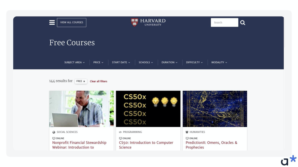 Портал Harvard University — пример университетской MOOC-платформы / Adm